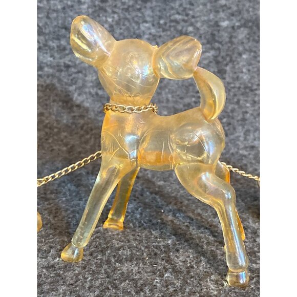 VTG Doe Fawns Big Ear Deer Figurines Yellow chains Lucite Hong Kong Christmas - Picture 8 of 9